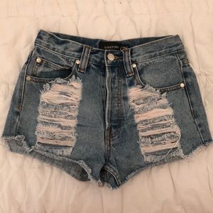 Mink pink denim shorts